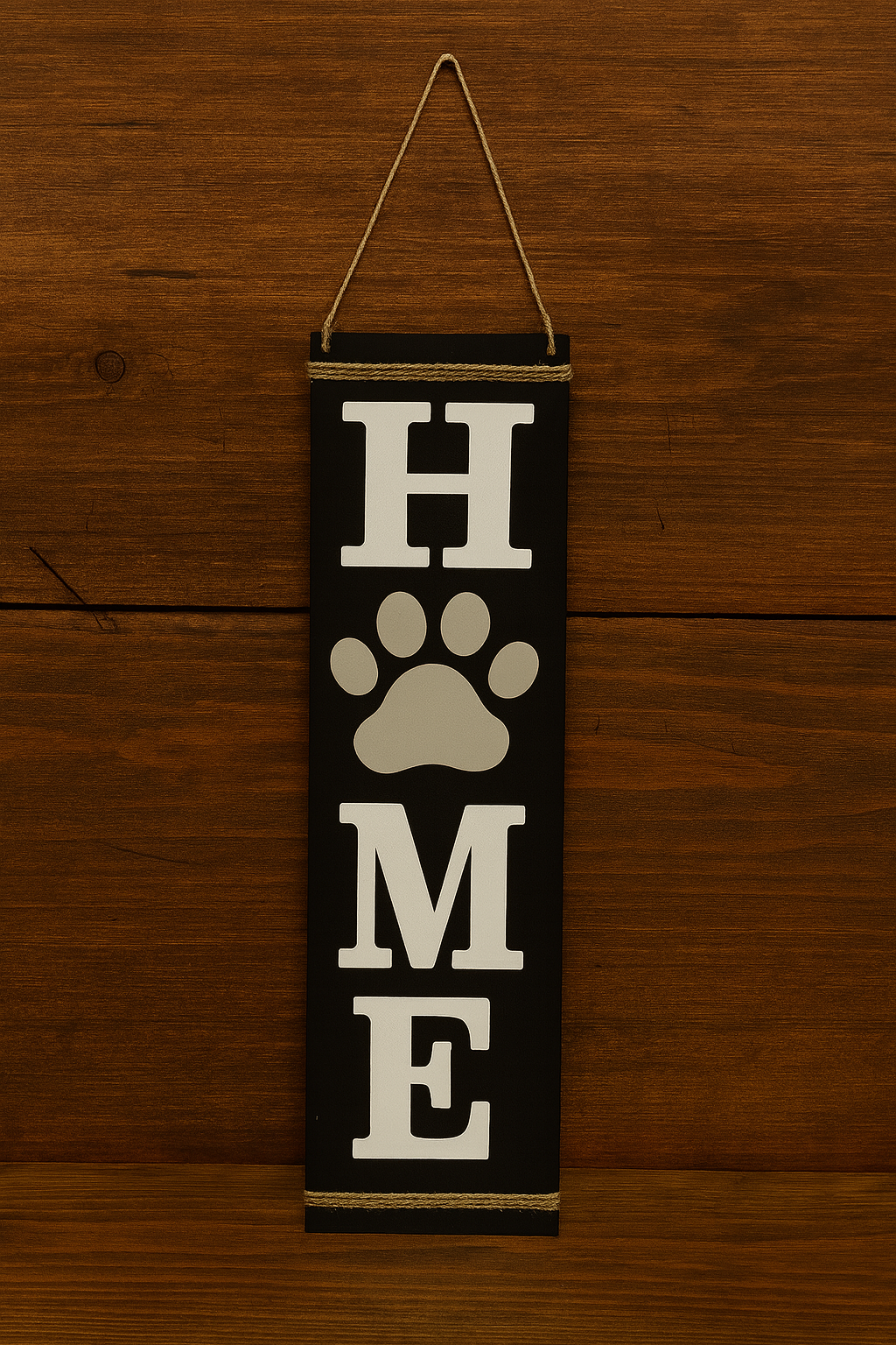 Holzschild HOME mit Pfote