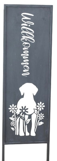 Metall-Schild "Willkommen" mit Katze & Hund