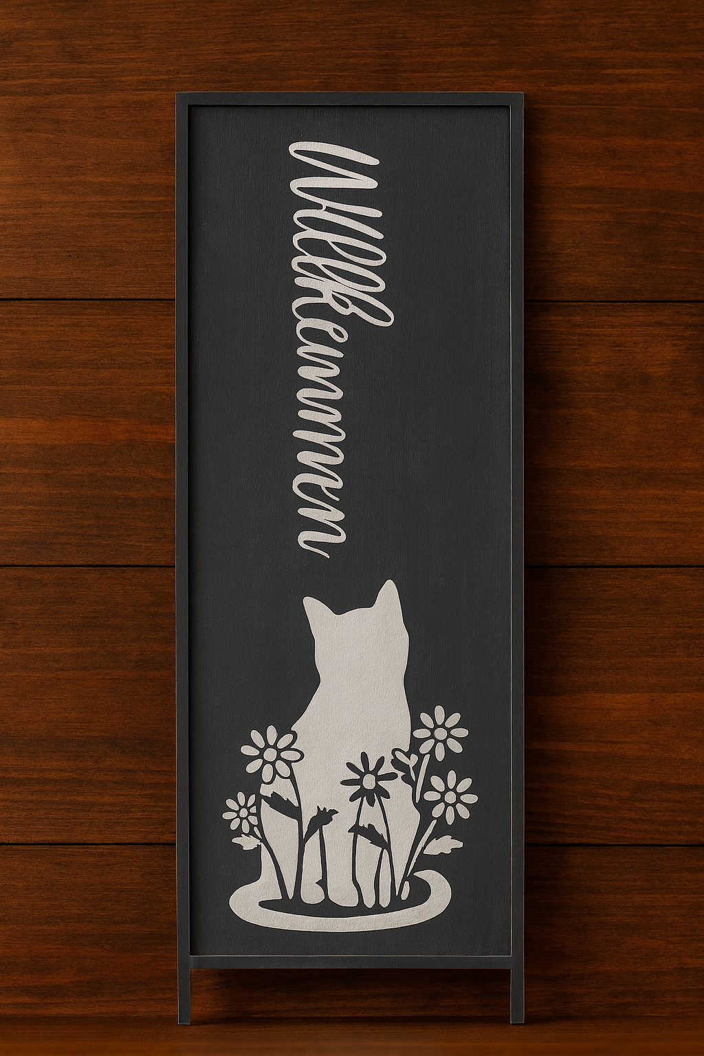 Metall-Schild "Willkommen" mit Katze & Hund