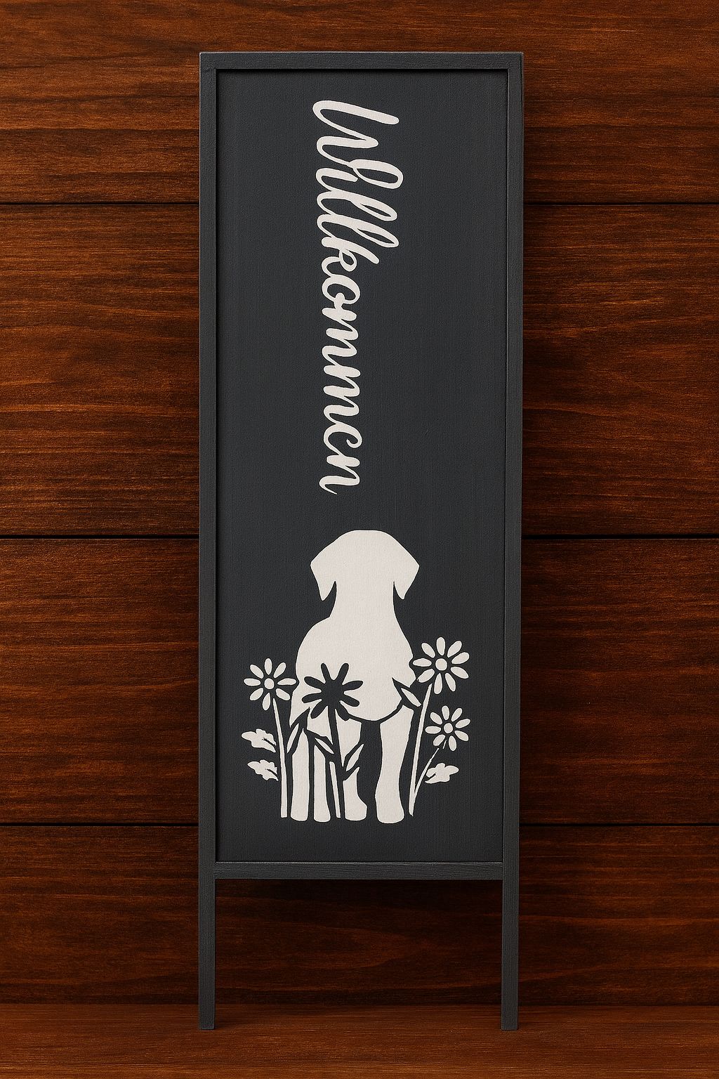 Metall-Schild "Willkommen" mit Katze & Hund