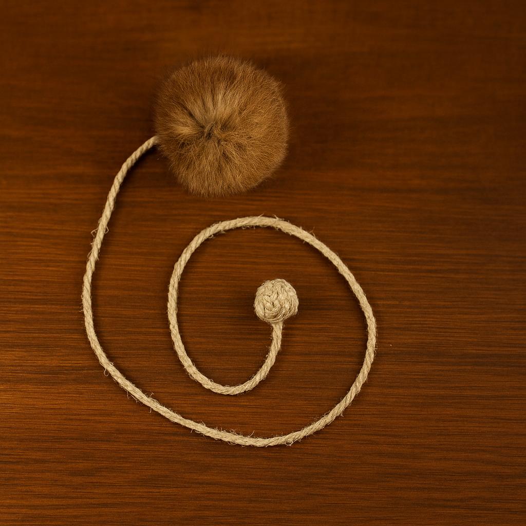 Kaninchenfell Ball Katzenspielzeug mit Bio-Hanfseil